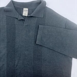 Pure Stuff Nordstrom Mens XL‎ Merino Wool Blend Long Sleeve Polo Sweater Grey